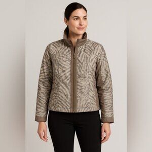 Lafayette 148 Reversible Taupe‎ & Animal Print Jacket Women’s Size 6 | Travel
